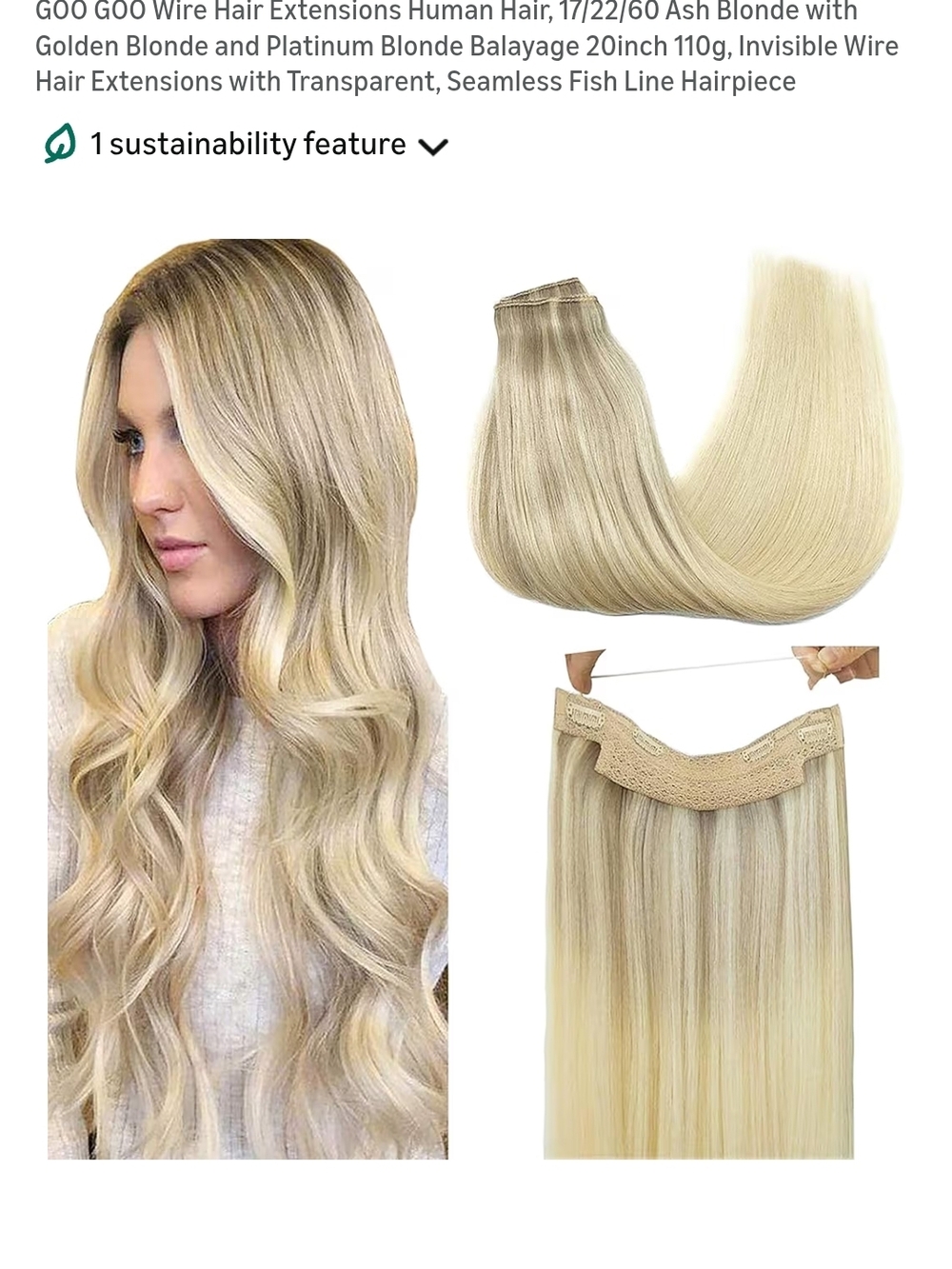 20 Inch Wire Invisible Hair Extensions - Ash Blonde to Golden Blonde